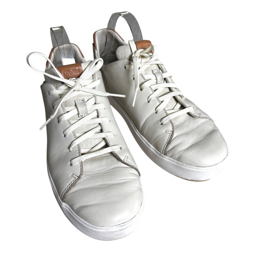 OluKai Lae'ahi Li 'Ili Mens Leather Sneakers Bone Tan 10397-2828